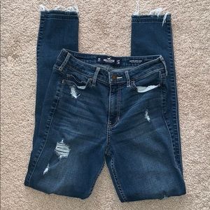 hollister high rise super skinny dark wash ripped